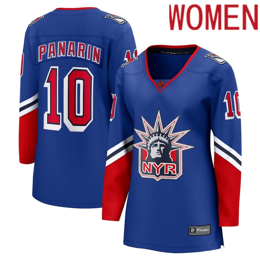 Women New York Rangers #10 Artemi Panarin Fanatics Branded Royal Special Edition Breakaway Player NHL Jersey